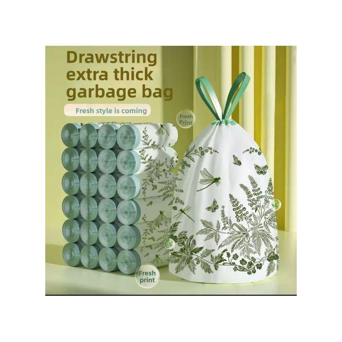 50pcs setExtra Thickened Aerial Kitchen Garbage Bags Drawstring Tie Trash Bags Home Use Tear Resistant PE Material for Food Waste