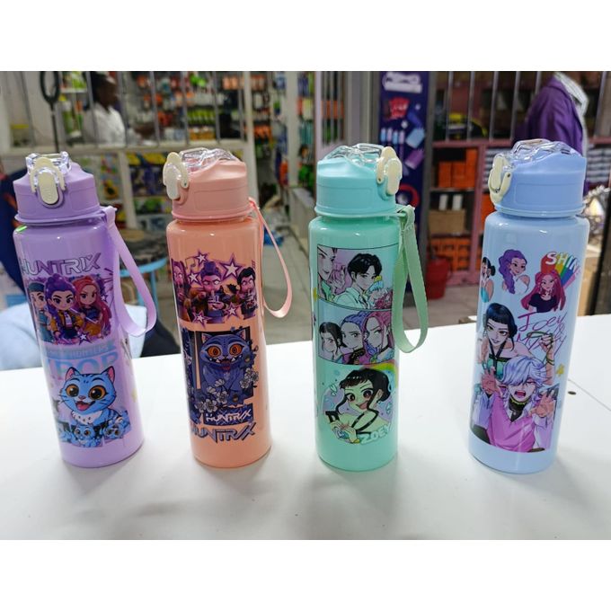 K-Pop Rumi, Zoey & Mira, 800ml Cute Design Leakproof unbreakable Outdoor School kids Water Bottle, Flip-Top Straw Lid, Perfect for school children Unisex Gift for Classmates, Birthdays