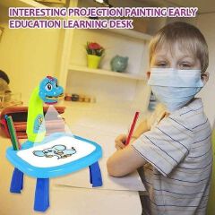Projector Painting Set for Kids, Children Projection Drawing Board, Child Learning Desk with Smart Projector for Toddlers, Early Education Toys Drawing Board for 3+