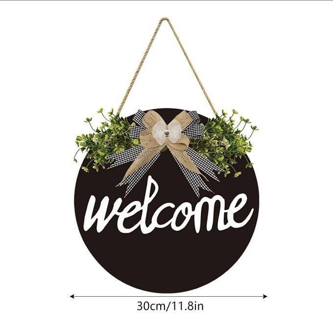 Welcome Decorative Wall Hanging, 30cm Diameter Elegant Home Wall Art, Modern Rustic Hanging Decoration for Living Room, Bedroom, Office, Entryway, Durable Metal and Wood Design, Easy to Install, Styli