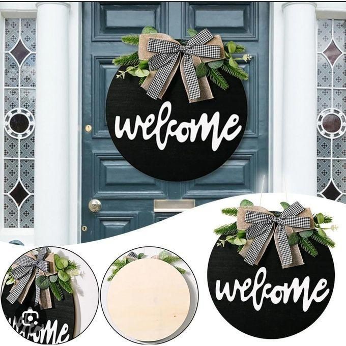 Welcome Decorative Wall Hanging, 30cm Diameter Elegant Home Wall Art, Modern Rustic Hanging Decoration for Living Room, Bedroom, Office, Entryway, Durable Metal and Wood Design, Easy to Install, Styli