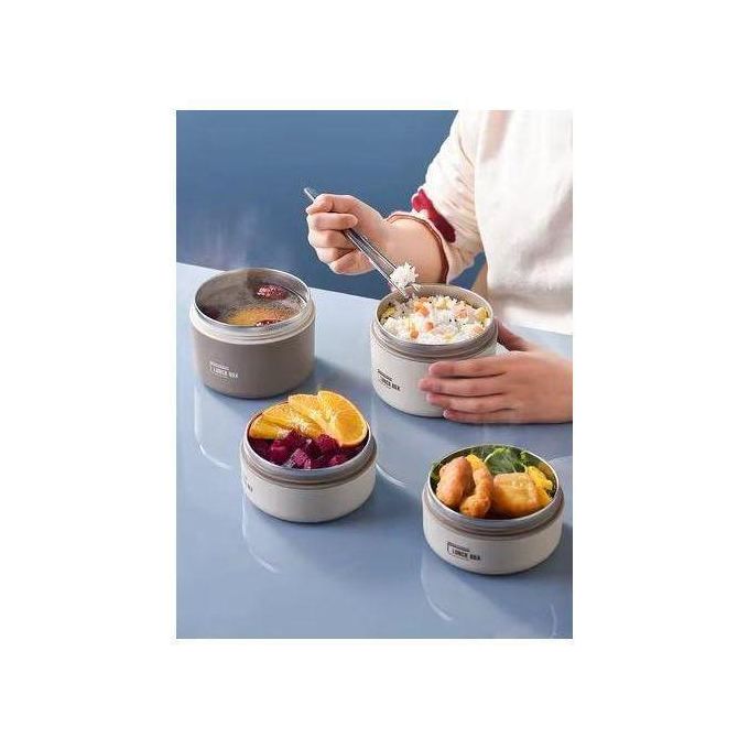 Round 550ml Bento Lunch Box, Stainless Steel with Lid, Large Capacity, Easy Wash, Microwave Safe, Carry On Lunch Box
