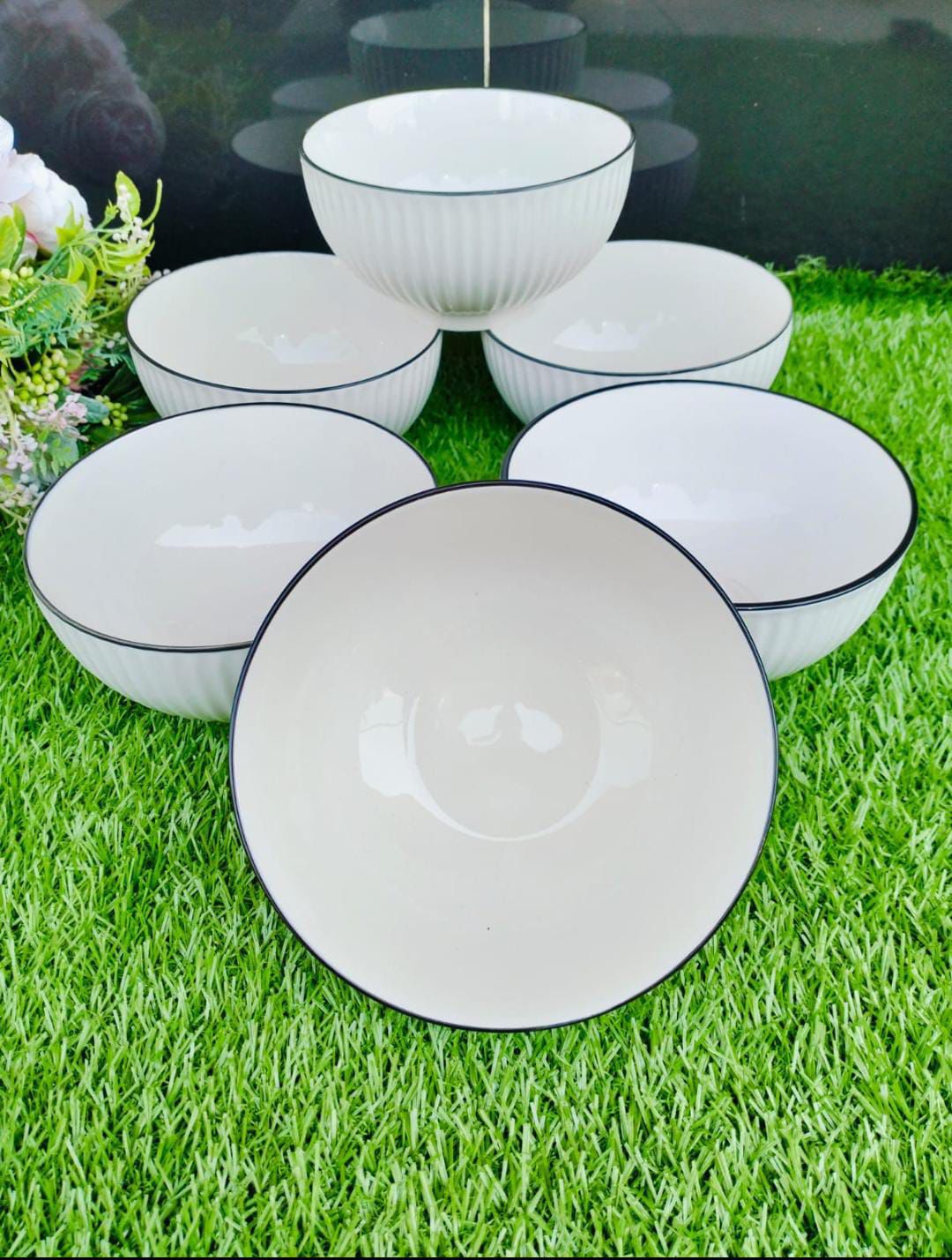 Concise bowls 6pcs big concise ceramic bowls