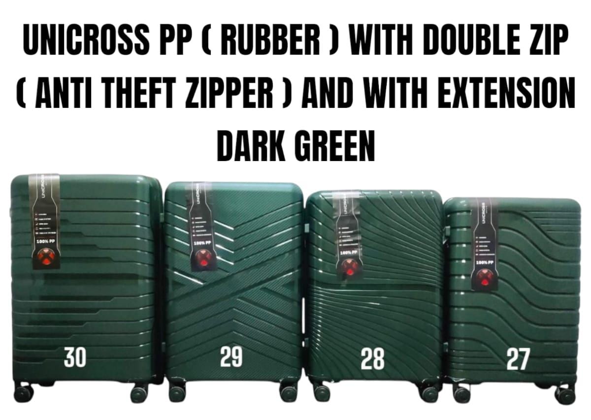 UNICROSS PP ( RUBBER ) FIBER SUITCASE WITH DOUBLE ZIP ( ANTI THEFT ZIPPER) AND WITH EXTENSION