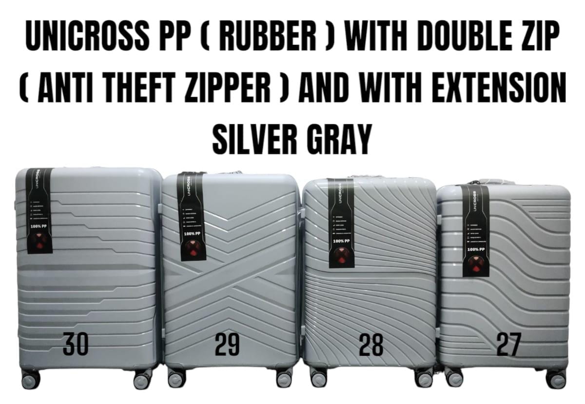 UNICROSS PP ( RUBBER ) FIBER SUITCASE WITH DOUBLE ZIP ( ANTI THEFT ZIPPER) AND WITH EXTENSION