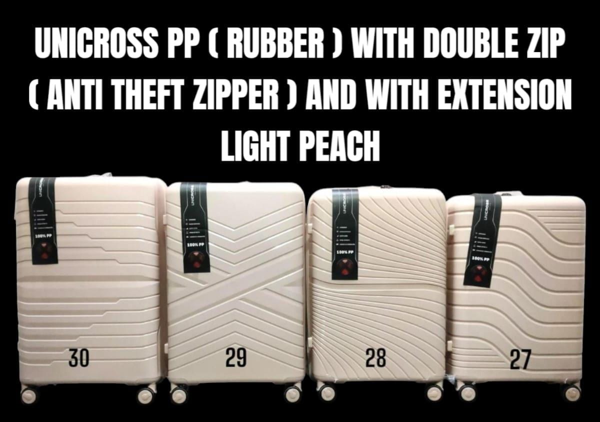 UNICROSS PP ( RUBBER ) FIBER SUITCASE WITH DOUBLE ZIP ( ANTI THEFT ZIPPER) AND WITH EXTENSION