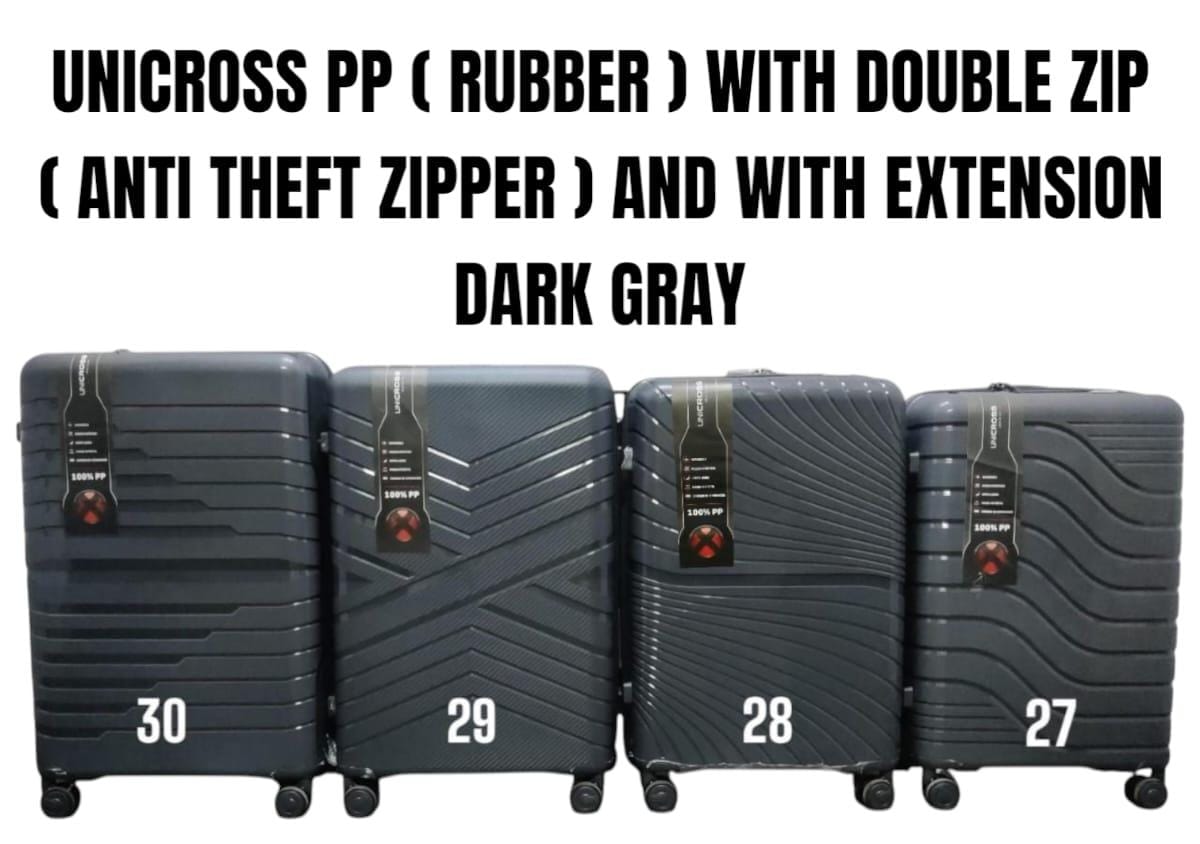 UNICROSS PP ( RUBBER ) FIBER SUITCASE WITH DOUBLE ZIP ( ANTI THEFT ZIPPER) AND WITH EXTENSION