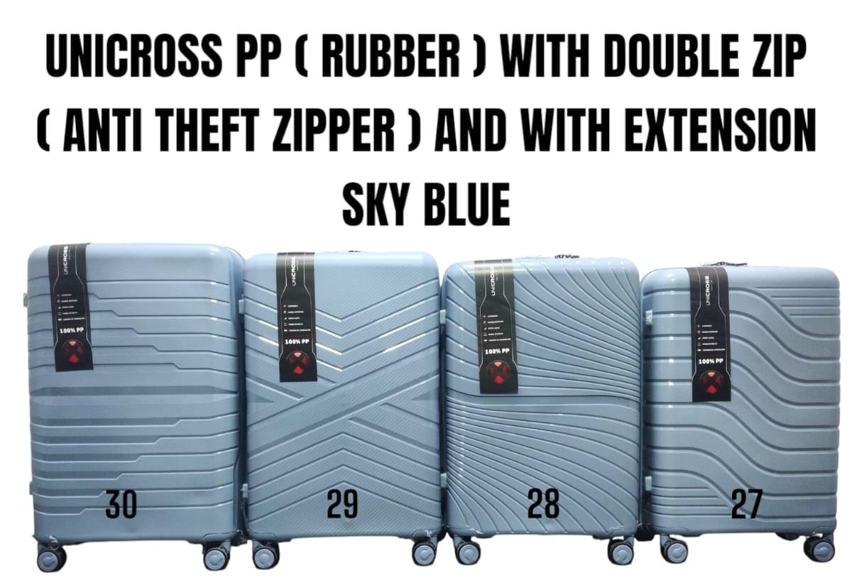 UNICROSS PP ( RUBBER ) FIBER SUITCASE WITH DOUBLE ZIP ( ANTI THEFT ZIPPER) AND WITH EXTENSION