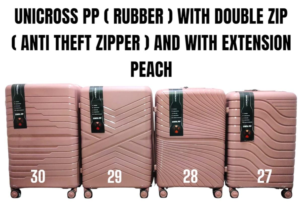 UNICROSS PP ( RUBBER ) FIBER SUITCASE WITH DOUBLE ZIP ( ANTI THEFT ZIPPER) AND WITH EXTENSION
