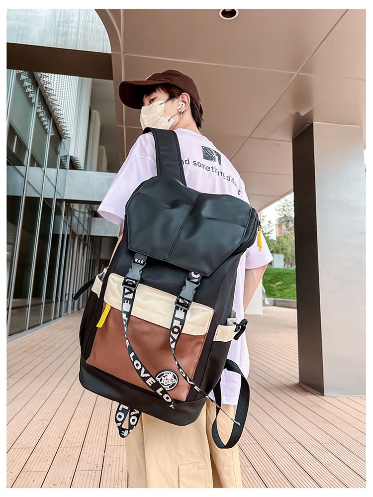 Two-Tone Backpack New Trendy Stylish Casual Outdoor Travel Backpack for Men, Premium High School College Student Hiking Daypack