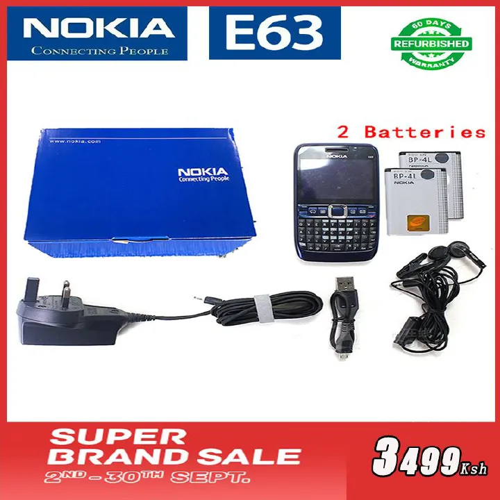 NOKIA E63 Featured Phones 2 Batteries  3G GSM WCDMA Bluetooth 2MP CAMERA Single SIM card Nokia PHONE  Mobile Phones