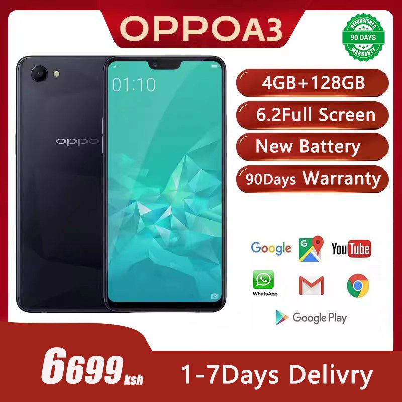 Refurbished Phones OPPO A3 128GB+4GB Ultra-wide Full Screen Eight cores Helio P60 CPU 3500mAh Andriod 10 16PM+8PM camera