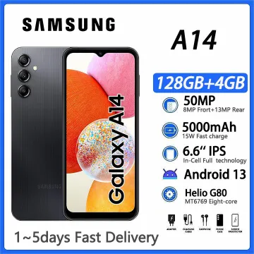 [Hot Deals]Samsung Galaxy A14 128GB+4GB 6.6 inches Android 13 50MP 5000mAh 15W Type-C  MTK  Helio G80 CPU Smart Phone
