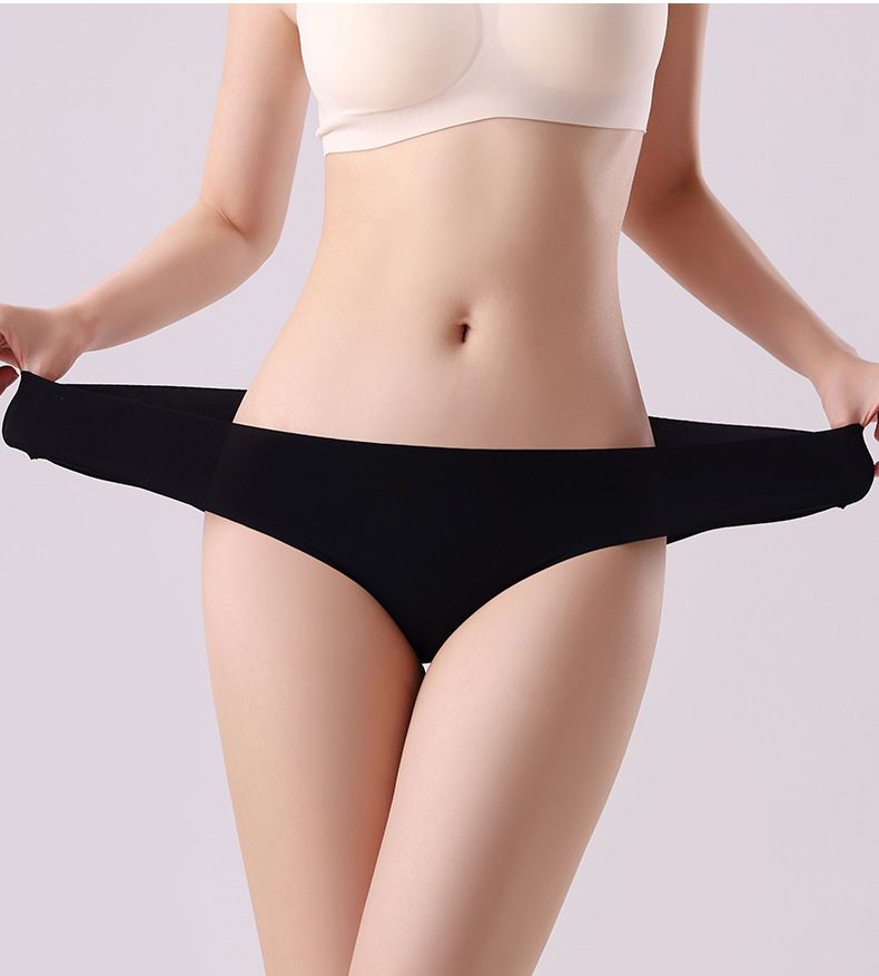 3pcs/lots New non-marking ice silk panties women's cloud ruffled low-waisted large size triangle underpants yoga sports panties