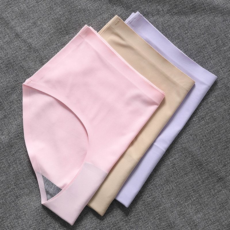 10pcs/lots Women's Ice Silk Seamless Panties Women One Piece Panties Breathable Mid Waist Sexy Panties Triangle Head