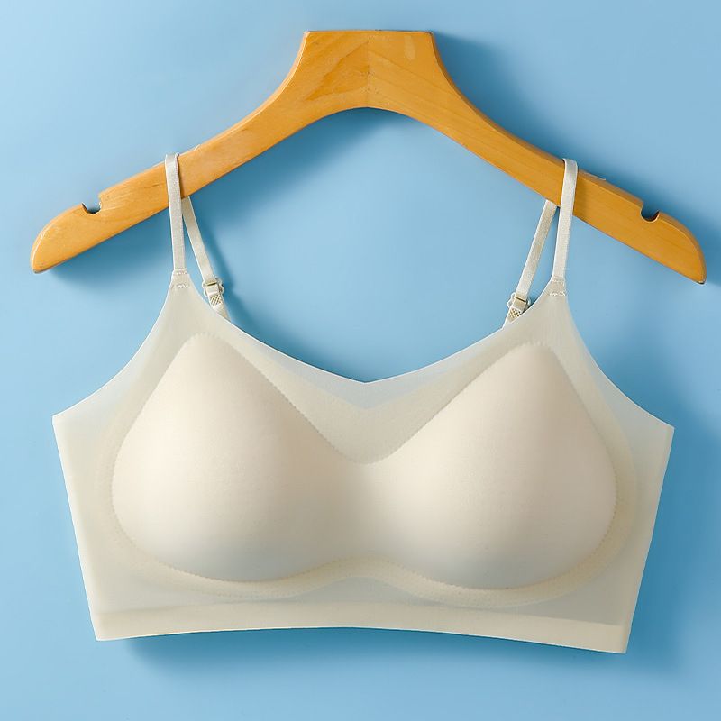 2pcs Summer new ice silk back sling wrap bra undershirt bra female upholstery fixed cup thin section without trace
Sleep bra