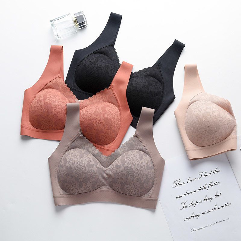 2pcs lingerie without steel ring gathered sexy lace sports underwear without marks women's bra