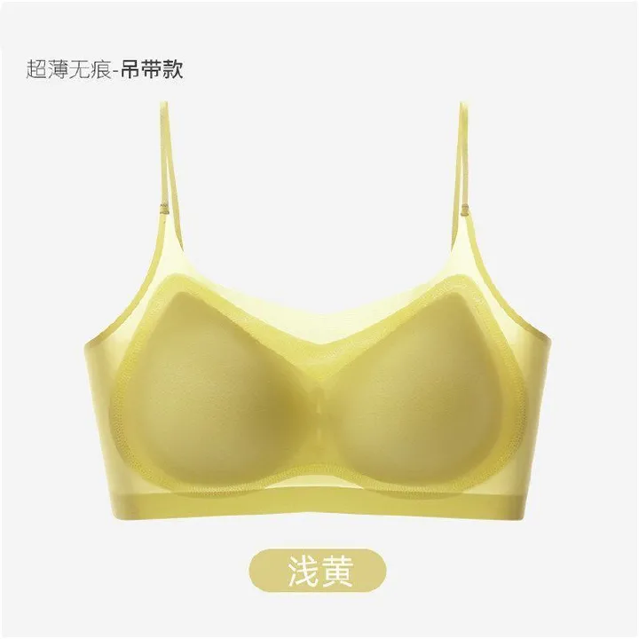 2pcs Summer ultra-thin mesh seamless underwear female ice silk large breasts show small without steel breathable one-piece back bra female