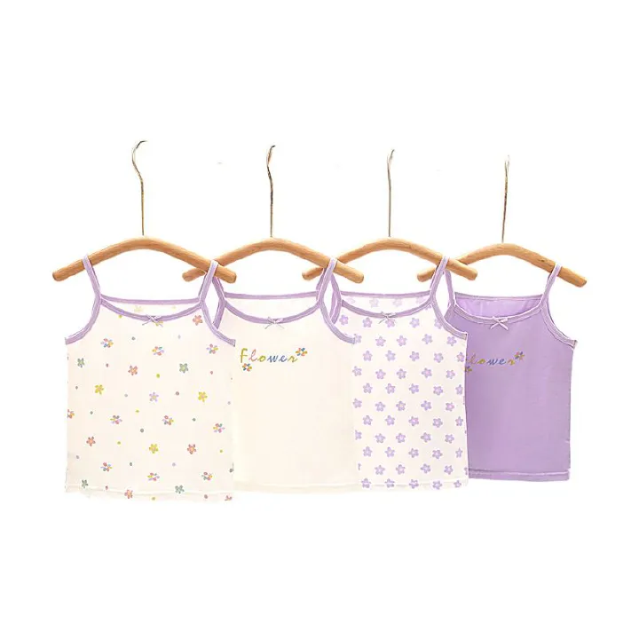 3pcs Children's girls undershirt female treasure cotton suspenders summer baby Korean version of the baby soft cotton summer
Female baby