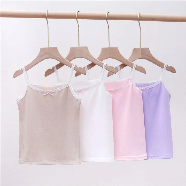 3pcs Summer girls undershirt cotton lace little girl baby children's clothing small suspenders children Korean version