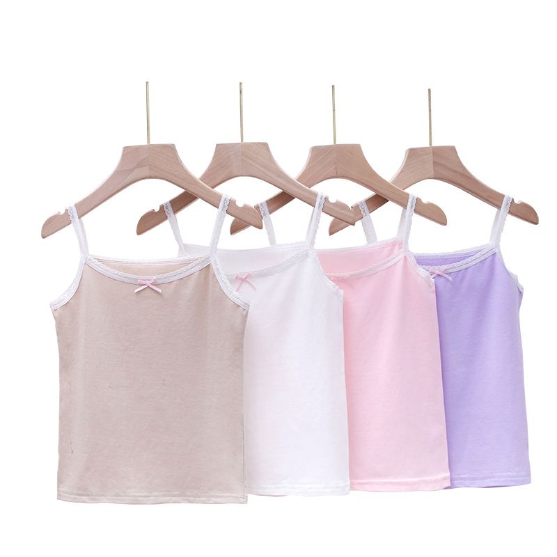 3pcs Summer girls undershirt cotton lace little girl baby children's clothing small suspenders children Korean version