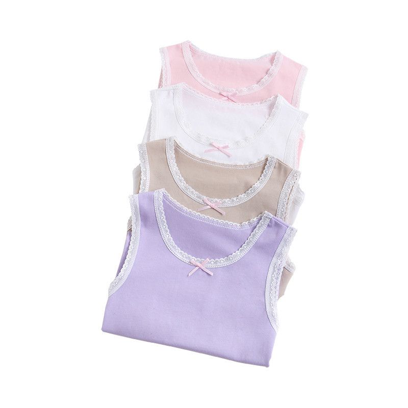 3pcs Children's summer new girls undershirt baby cotton baby girl lace children camisole summer