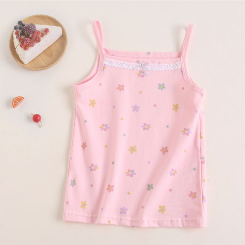 3pcs Girls camisole undershirt children cotton baby within the baby Korean version of the summer in small children bottoming shirt lace small tank tops