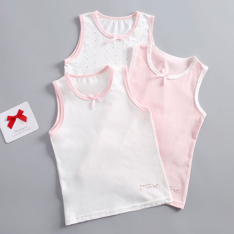 3pcs Girls camisole undershirt children cotton baby within the baby Korean version of the summer in small children bottoming shirt lace small tank tops