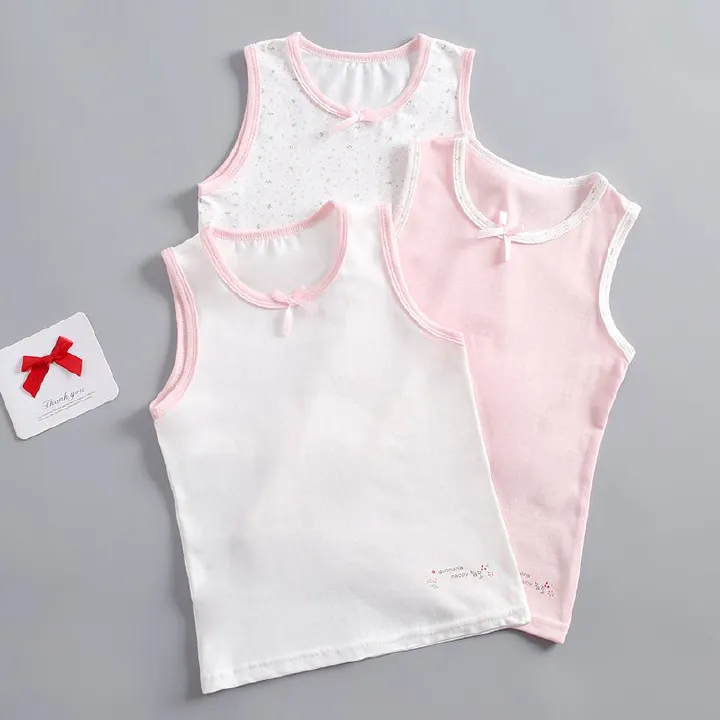 3pcs Girls camisole undershirt children cotton baby within the baby Korean version of the summer in small children bottoming shirt lace small tank tops