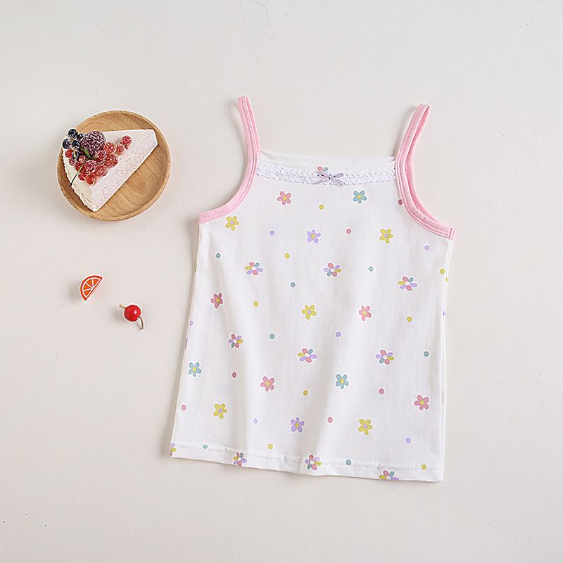3pcs Girls camisole undershirt children cotton baby within the baby Korean version of the summer in small children bottoming shirt lace small tank tops
