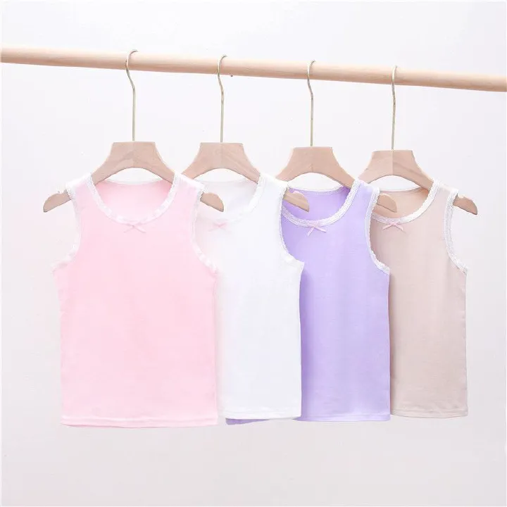 3pcs Children's summer new girls undershirt baby cotton baby girl lace children camisole summer