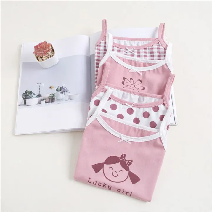 3pcs Children's undershirt girls baby cotton summer cute baby sling little girl outside cotton