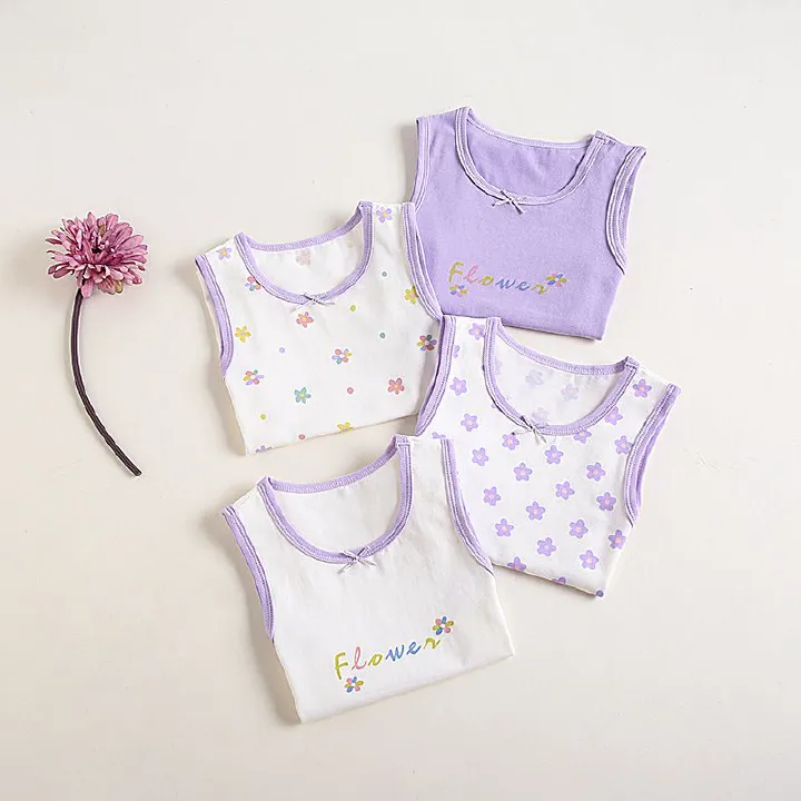 3pcs Girls' children undershirt cotton girls' sleeveless baby inside baby bottoming inner wear cotton baby girl
