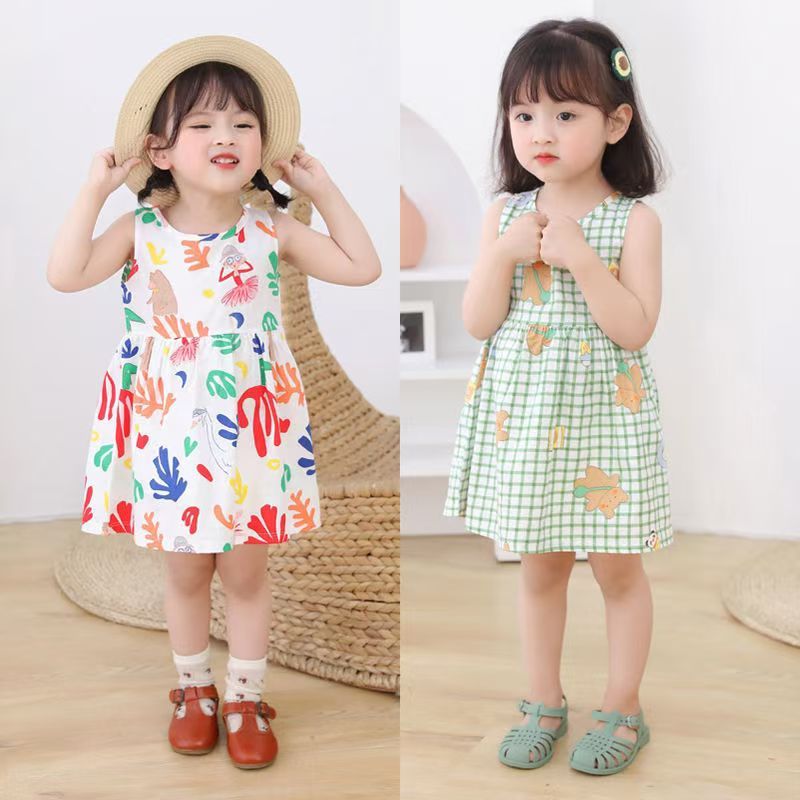 1pcs Girls dress high-end Mori system cotton princess wind explosion models in the long section of the floral dress for small children in the spring and fall models super fairy height for 80-130cm