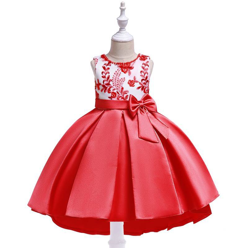 Kids Party Dress Fo Girl Children Costume Bowknot Princess Dresses Vestido Girls Evening Clothes Show Gown Sleeveles 110 120 130 140 150 cm
