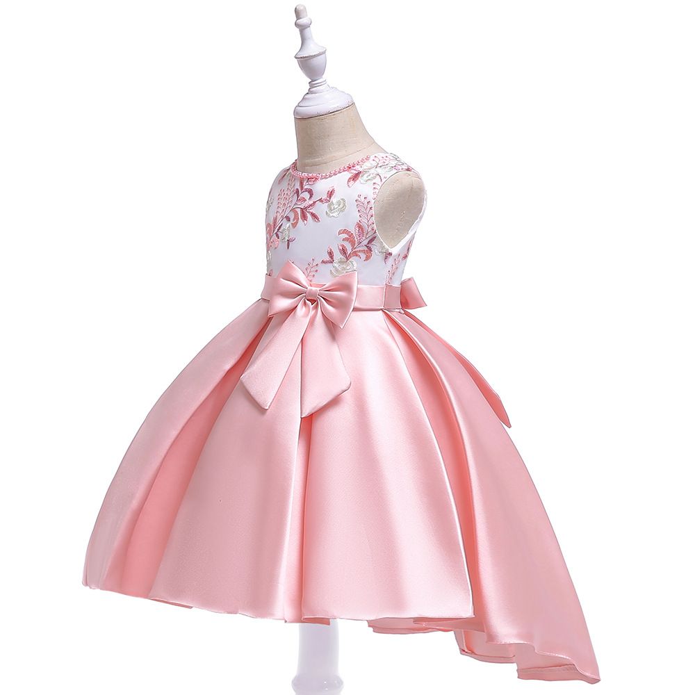Kids Party Dress Fo Girl Children Costume Bowknot Princess Dresses Vestido Girls Evening Clothes Show Gown Sleeveles 110 120 130 140 150 cm