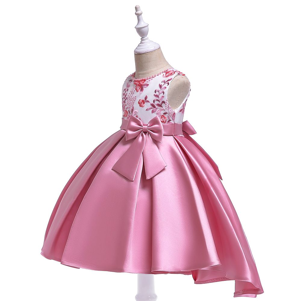 Kids Party Dress Fo Girl Children Costume Bowknot Princess Dresses Vestido Girls Evening Clothes Show Gown Sleeveles 110 120 130 140 150 cm