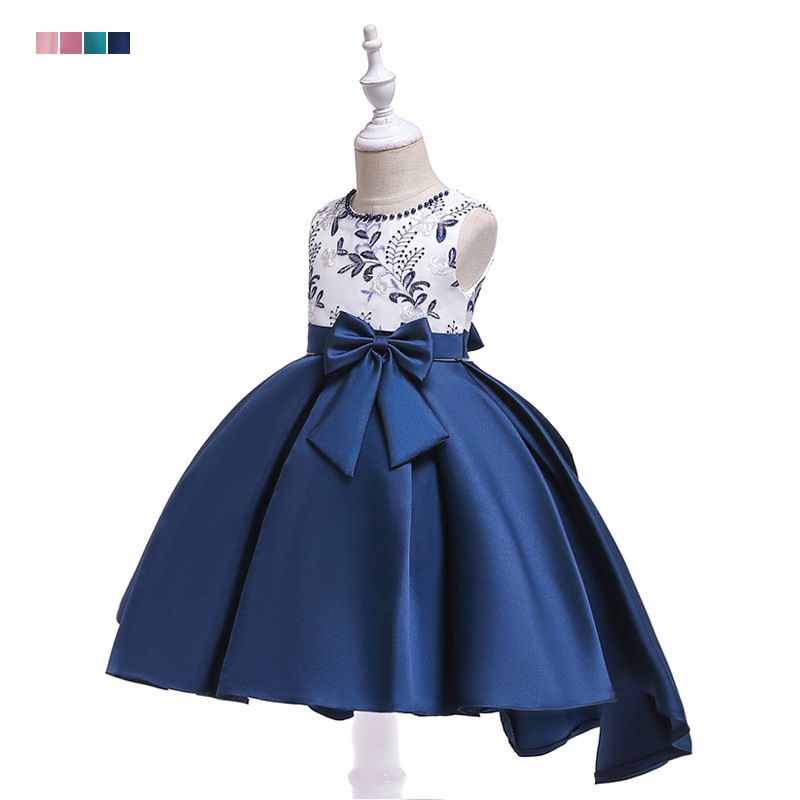 Kids Party Dress Fo Girl Children Costume Bowknot Princess Dresses Vestido Girls Evening Clothes Show Gown Sleeveles 110 120 130 140 150 cm