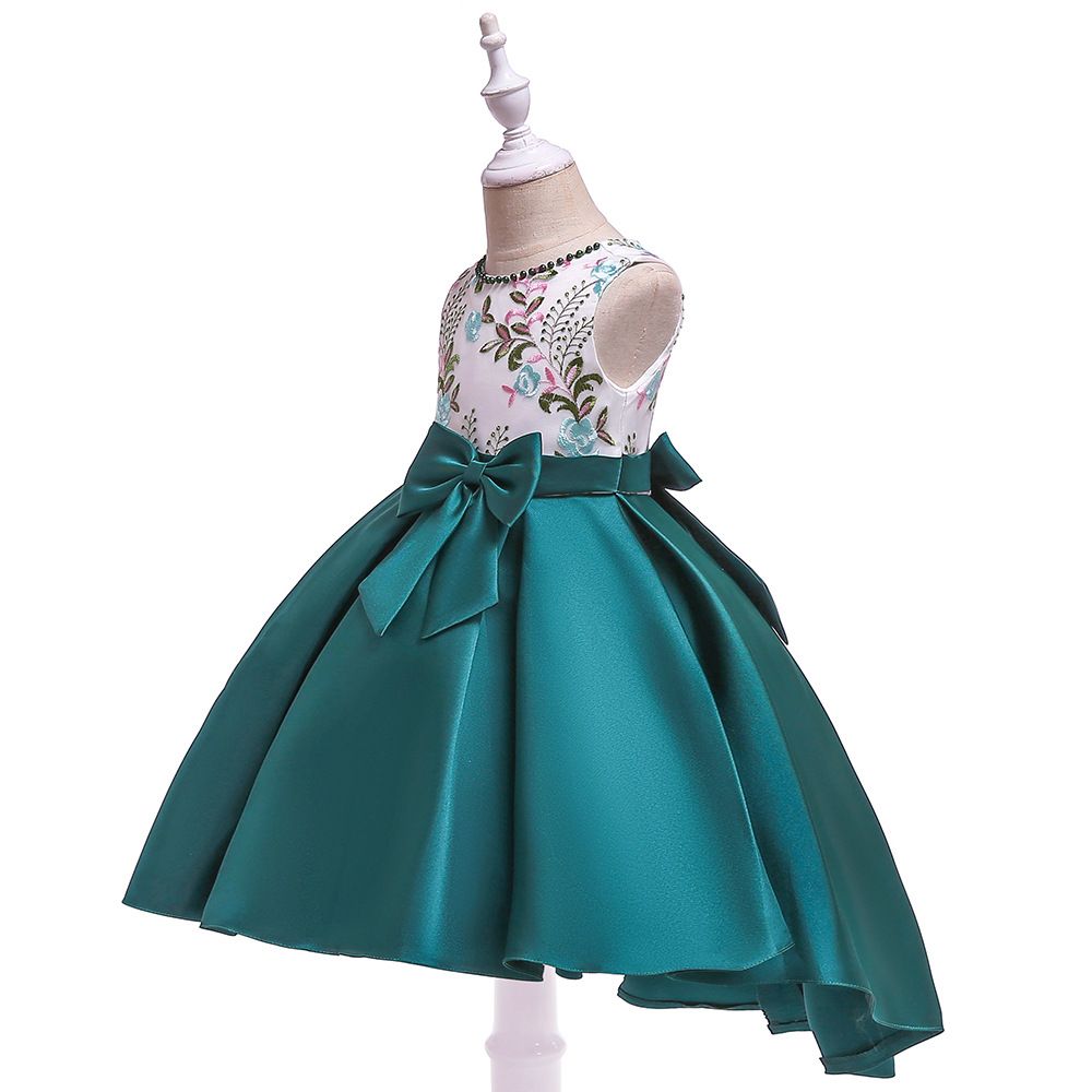 Kids Party Dress Fo Girl Children Costume Bowknot Princess Dresses Vestido Girls Evening Clothes Show Gown Sleeveles 110 120 130 140 150 cm
