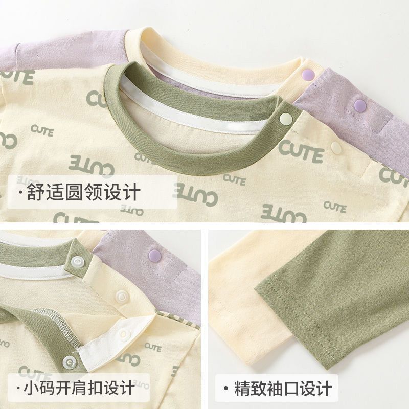 1pcs Cotton spelling sleeve baby clothes fake two pieces long-sleeved T-shirt spring and fall boys and girls baby bottoming shirt children's tops