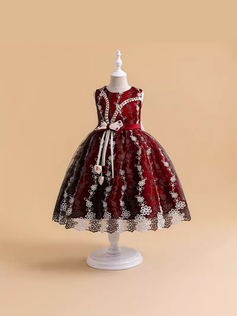 Holiday Celebration girls baby girls mesh wedding new children's floral dresses gowns 3years-10years