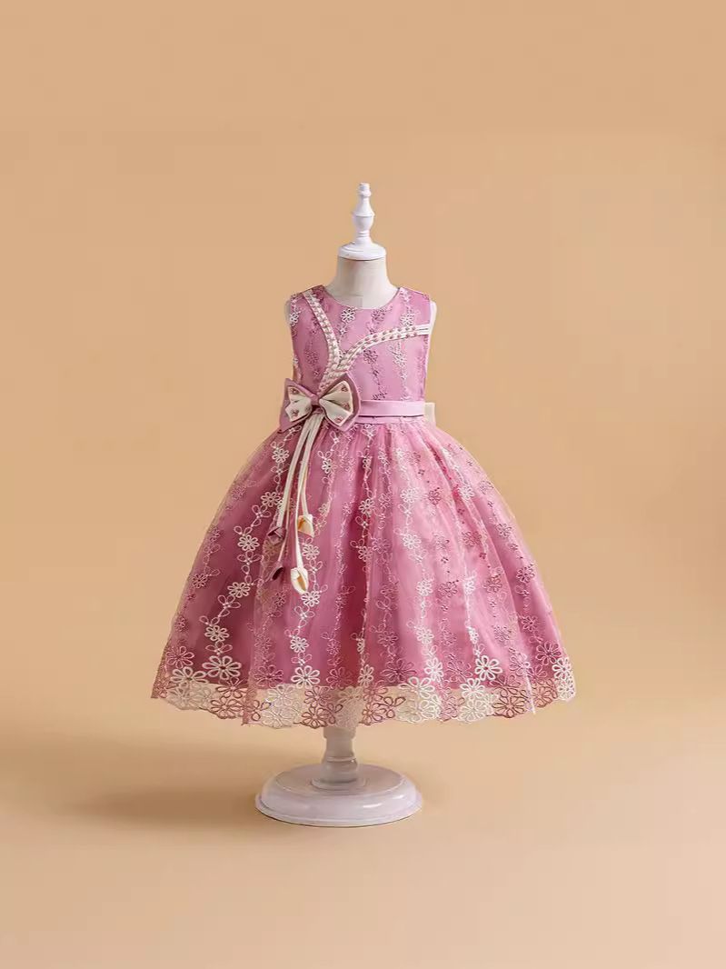 Holiday Celebration girls baby girls mesh wedding new children's floral dresses gowns 3years-10years