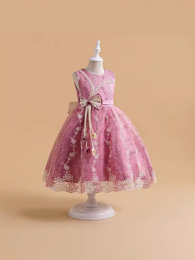 Holiday Celebration girls baby girls mesh wedding new children's floral dresses gowns 3years-10years