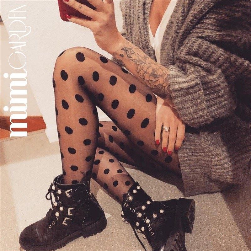 3pcs Internet red small polka dot pantyhose large polka dot spots sexy pantyhose jacquard black pantyhose transparent ultra thin