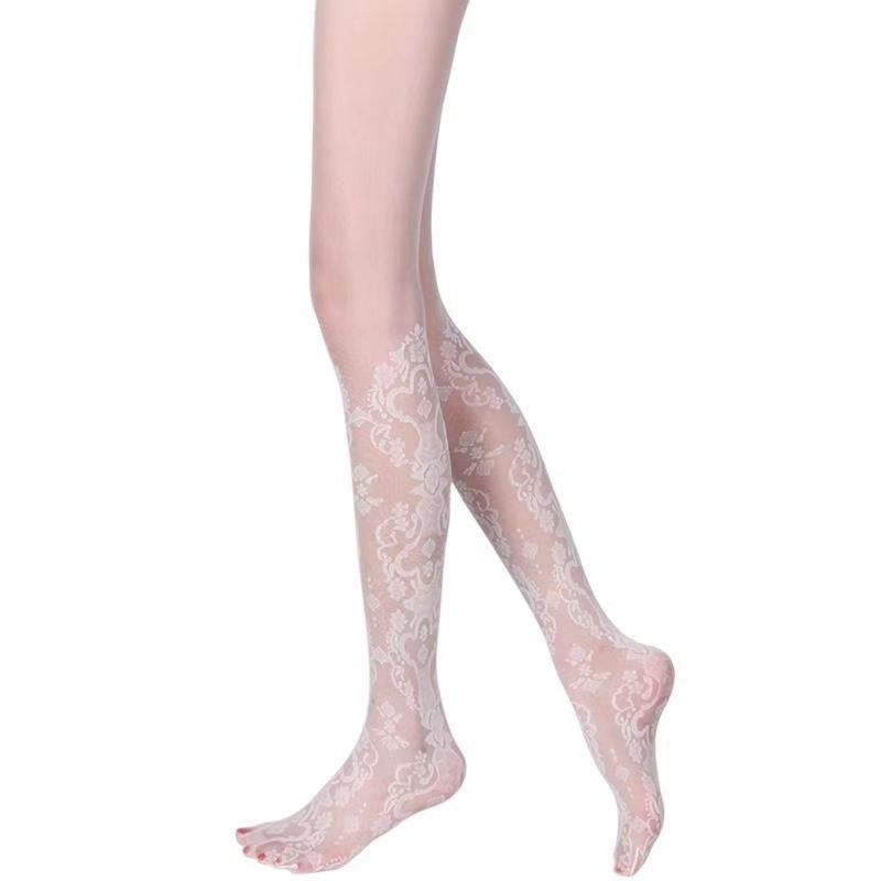 2pcs Elegant hollow flower jacquard thin summer pantyhose Sexy retro pattern fashion pantyhose