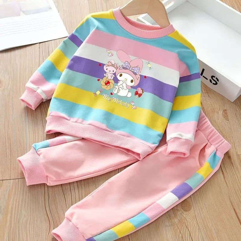 Kids Cartoon Cute Print Spring Autumn 2pcs Hoodie+Jogging Pants Tracksuits 3-8 Years Boys Girls Clothes Sets