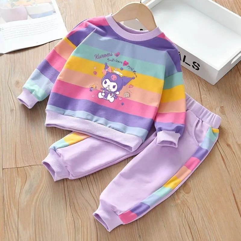 Kids Cartoon Cute Print Spring Autumn 2pcs Hoodie+Jogging Pants Tracksuits 3-8 Years Boys Girls Clothes Sets