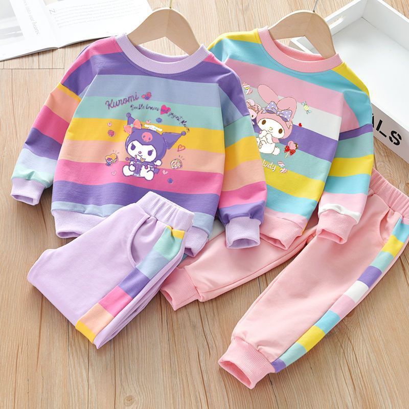 Kids Cartoon Cute Print Spring Autumn 2pcs Hoodie+Jogging Pants Tracksuits 3-8 Years Boys Girls Clothes Sets