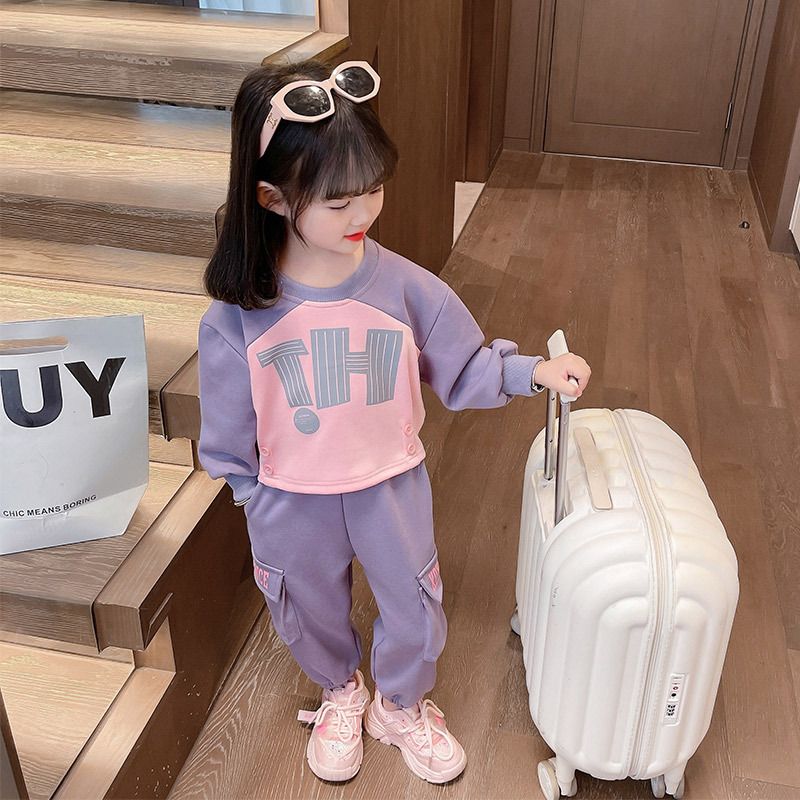Girls Sweatshirt Set Autumn Children Casual Long Sleeved Two-piece Set 3-10 Years Old Girls Fashionable Sports Set