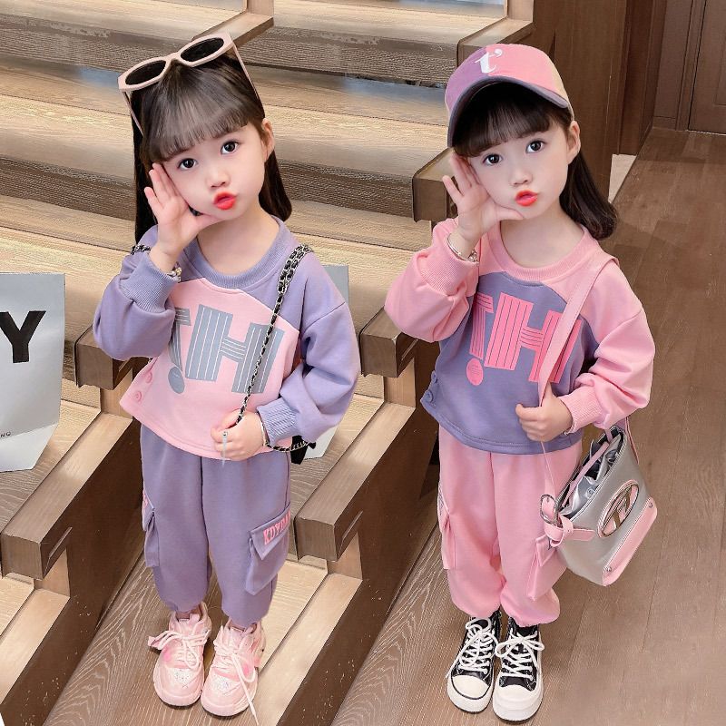 Girls Sweatshirt Set Autumn Children Casual Long Sleeved Two-piece Set 3-10 Years Old Girls Fashionable Sports Set